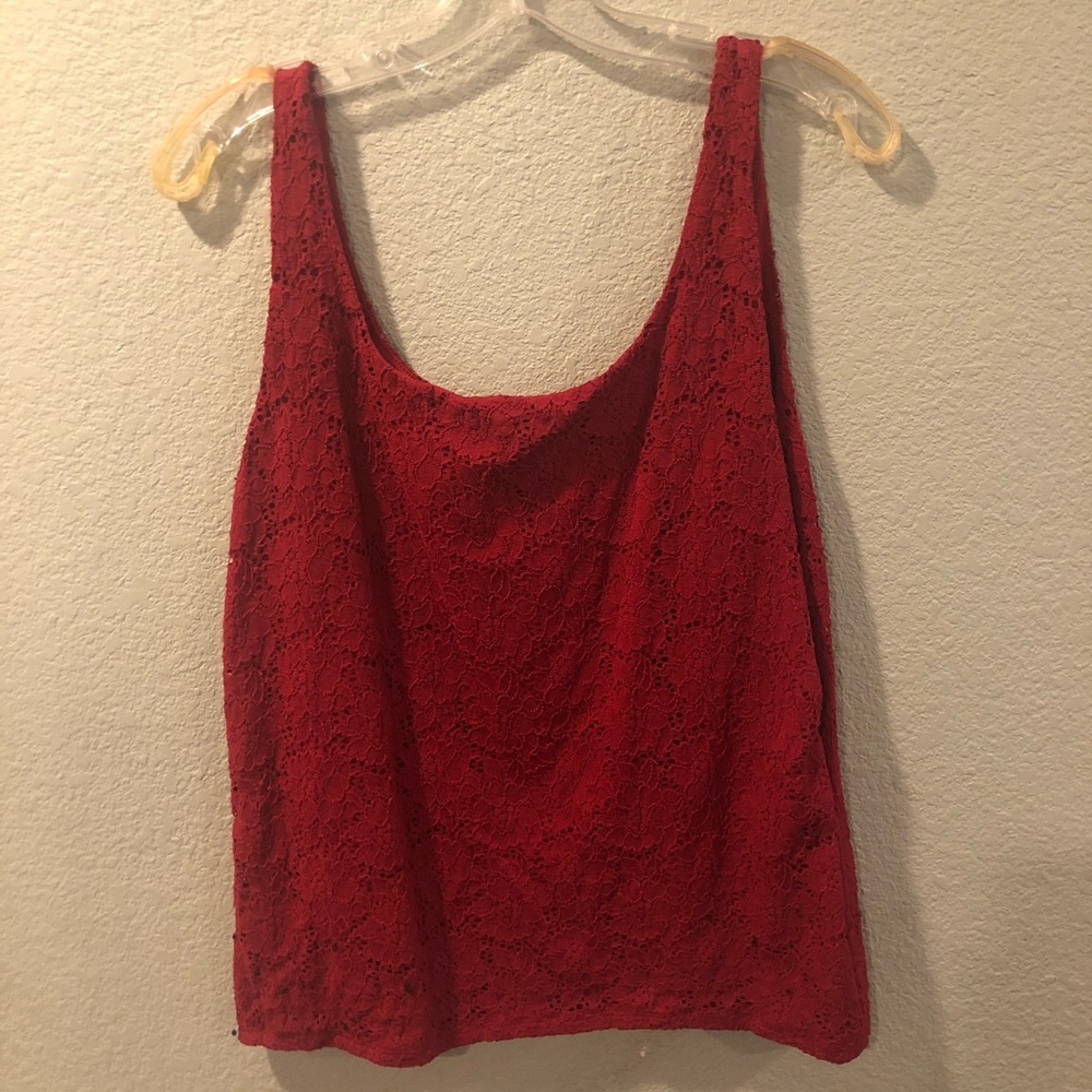 White House black market red lace top